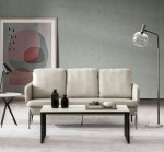 John Sofa Three Seater Cream Leather 184cm Woody