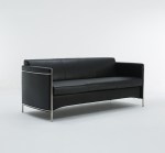 كنب مكتبي جلد أسود زها