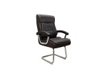 Office Chair Black Fixed Leather Woody - Image 2