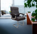 office chair brown leather fixed