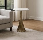 أوبرا ماربل طاولة خدمة بقاعدة معدنية وودي