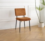 كرسي طاولة طعام مخمل بني