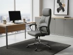 Alpha Grey Leather High Back Office Chair Woody - Image 3