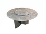 Merano Round Rotating Dining Table Artificial Marble Without Chairs Woody - Image 5