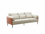 Fina Three-Seater Office Reception Sofa – Luxurious Beige Leather with Brown Accents - Image 2
