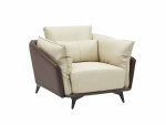 Jules Single Office Reception Sofa – Luxurious Beige Leather with Brown Accents - Image 2