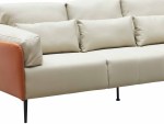 Fina Three-Seater Office Reception Sofa – Luxurious Beige Leather with Brown Accents - Image 5