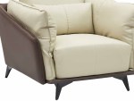 Jules Single Office Reception Sofa – Luxurious Beige Leather with Brown Accents - Image 4