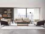Jules Single Office Reception Sofa – Luxurious Beige Leather with Brown Accents - Image 6