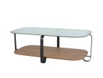 لوسيد طاولة قهوة بسطح زجاج وودي - Image 2