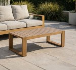 نيو هيڤن طاولة قهوة خارجية من الألومنيوم وودي