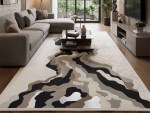 ⁦لارا سجاد أسود بتصميم انسيابي أنيق وودي⁩ - الصورة ⁦2⁩